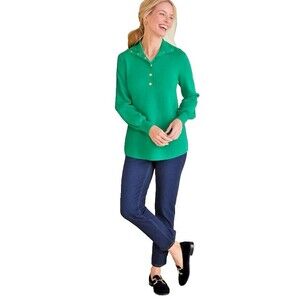 NEW W TAGS Soft Surroundings Meria Super Soft Vibrant Green Snap Sweater 1X